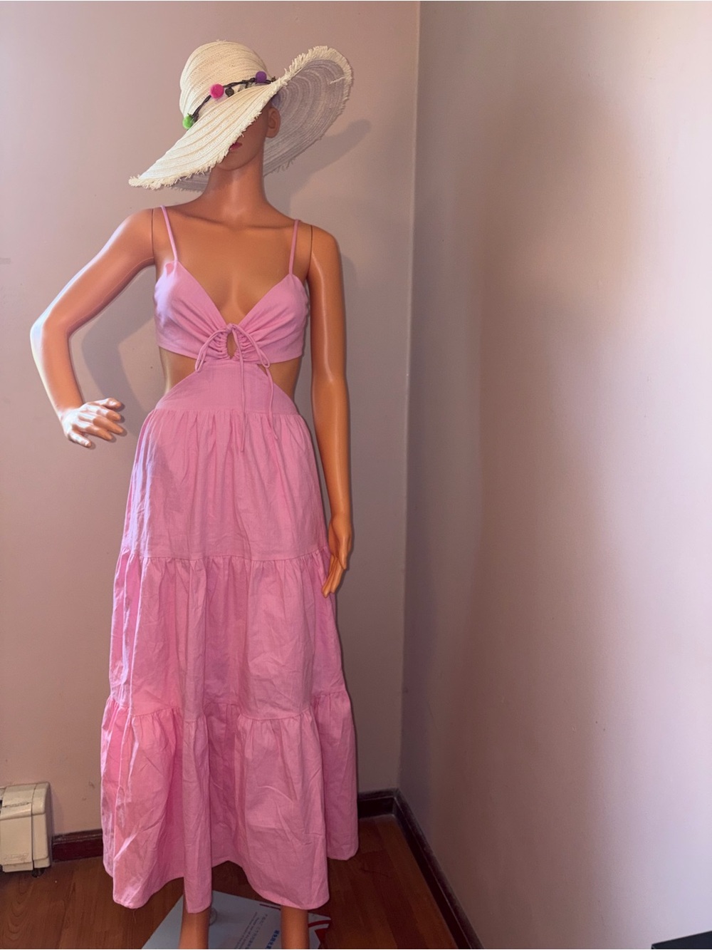 Hello Molly Pink Cutout Tie-Front Maxi Dress